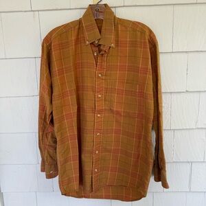 Burberry Plaid Button Down Shirt Orange size Small